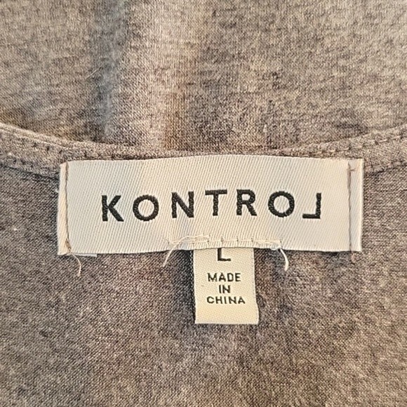 KONTROL Gray Contrasting Scoop Neckline Soft Stretchy Tank Top size L - Picture 11 of 13